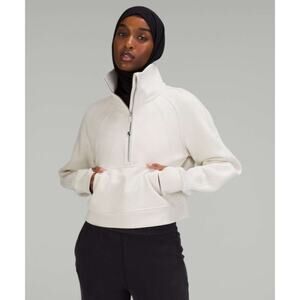 Lululemon Scuba Oversized Funnel Neck Half Zip Bone Sweater Womens Size XS/S